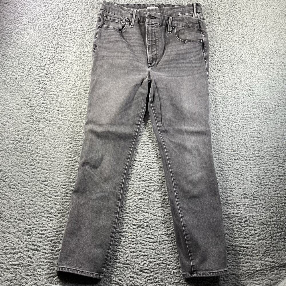 Good American Good Classic Slim Straight Grey Jeans Size 12 / 31 (Fits 30x27)